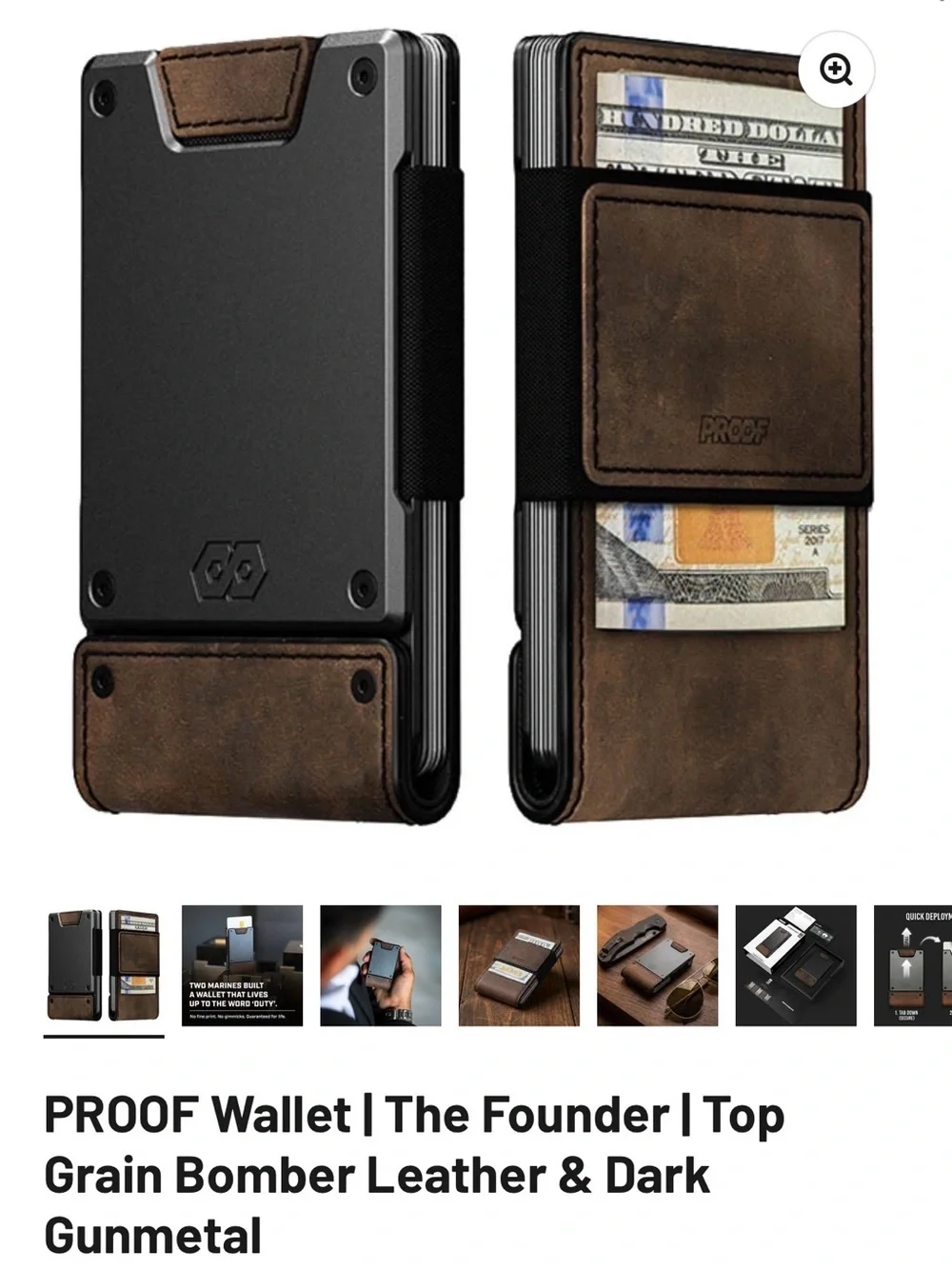 Proof Wallet - Minimalist Metal Wallet with Brown Leather Accent